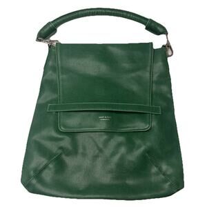 Matt & Nat Leia Vintage Shoulder Bag Emerald Green Vegan Leather Silver Clasp
